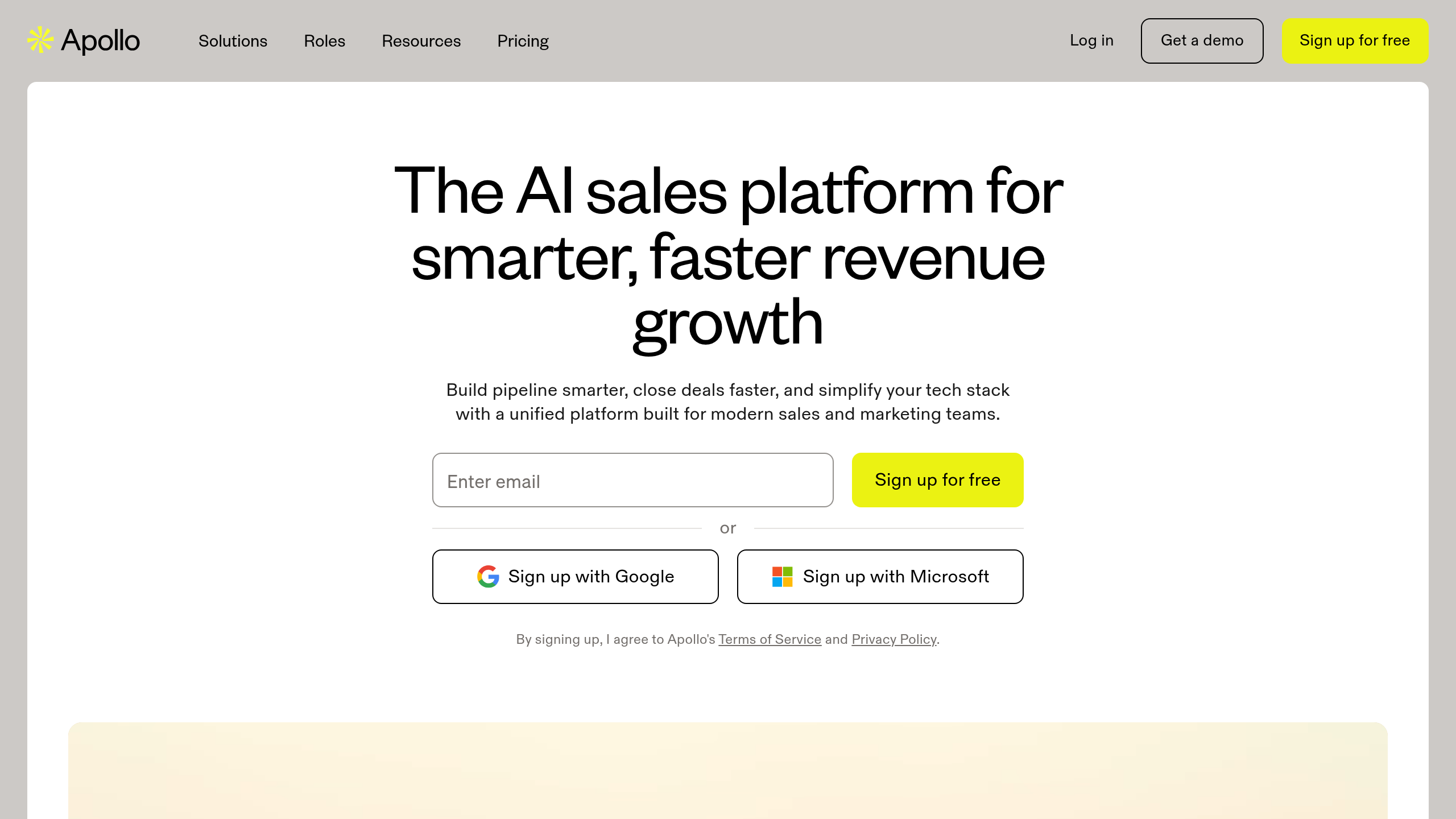 Apollo homepage screenshot