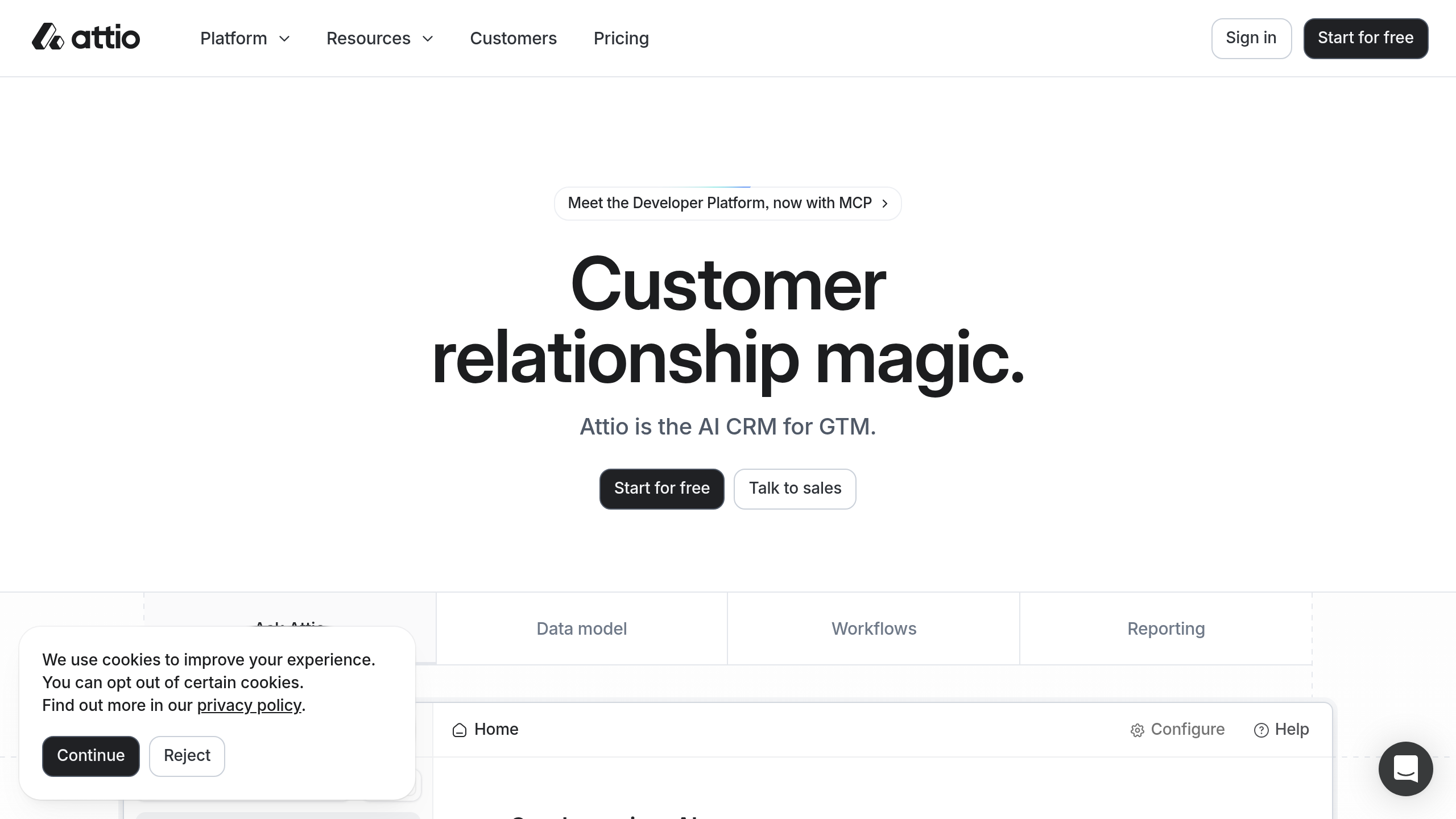 Attio homepage screenshot