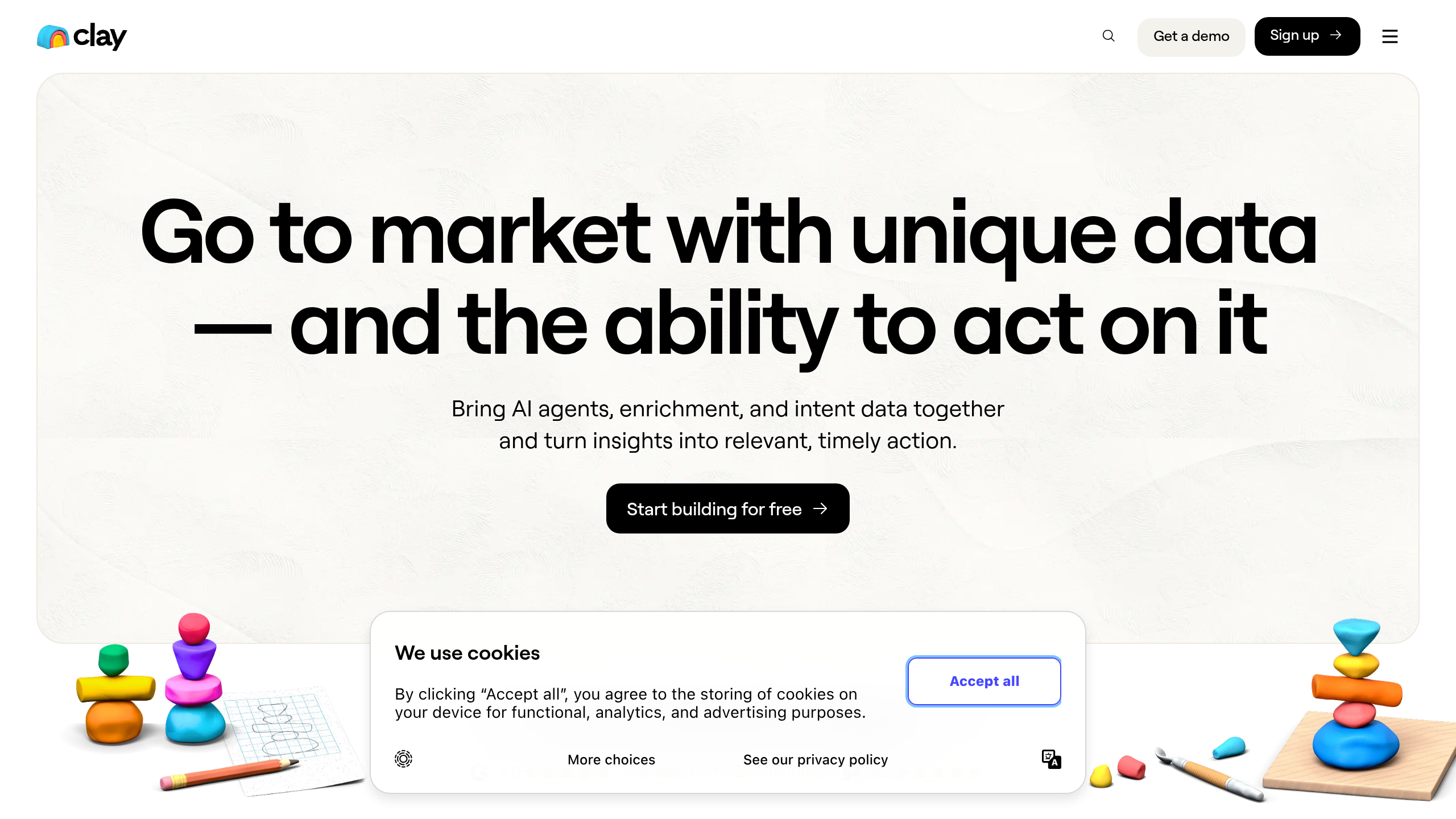 Clay homepage screenshot