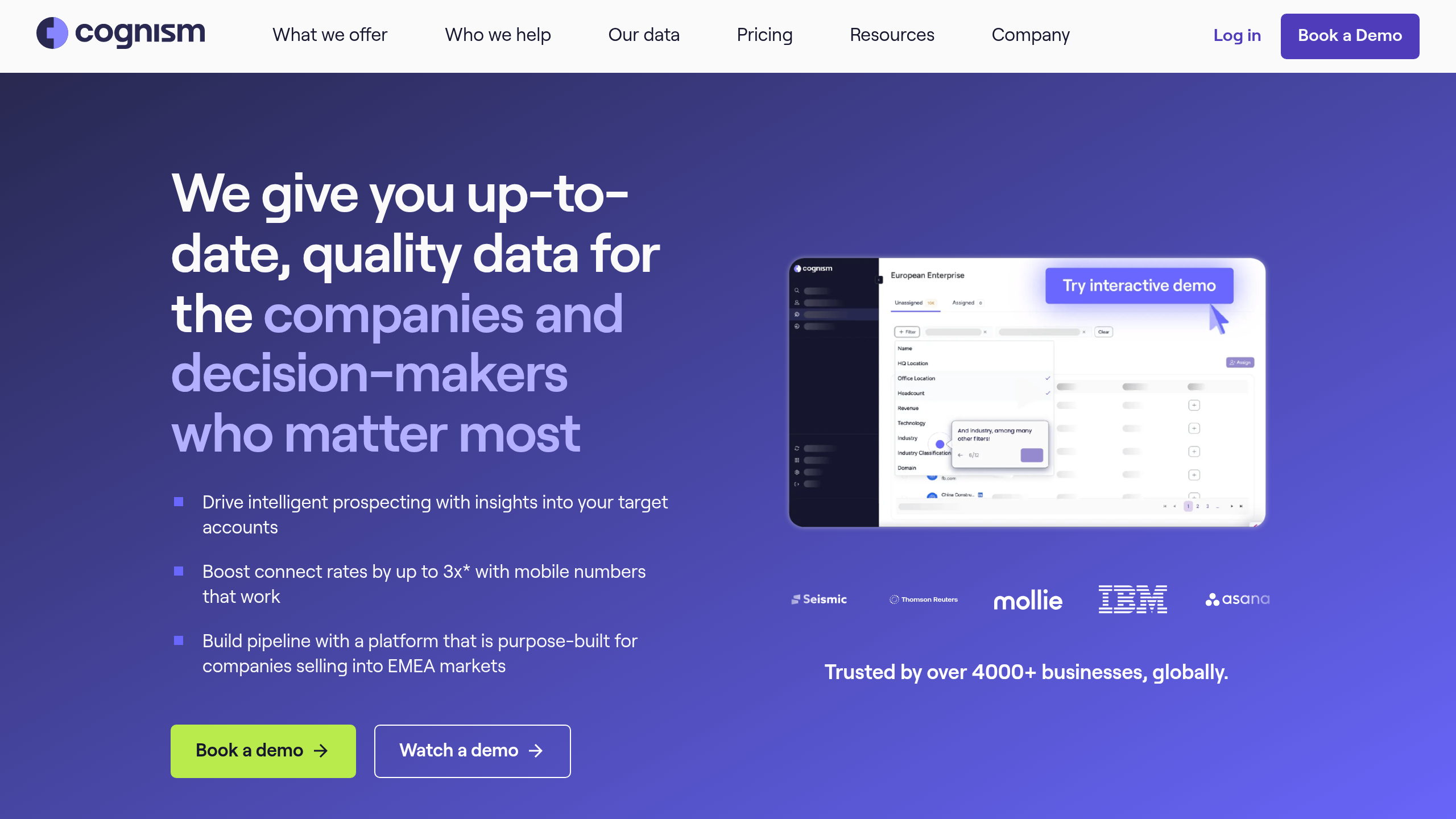 Cognism homepage screenshot