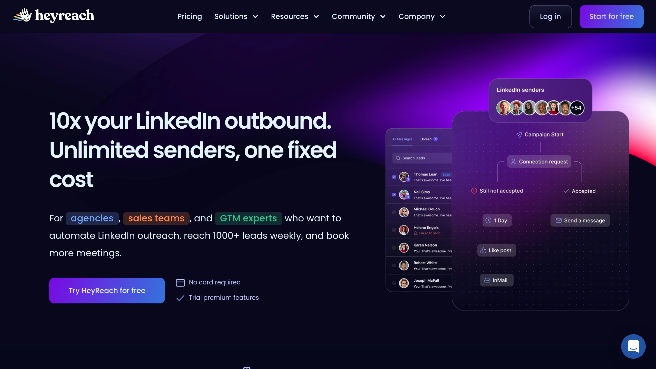 Heyreach homepage screenshot