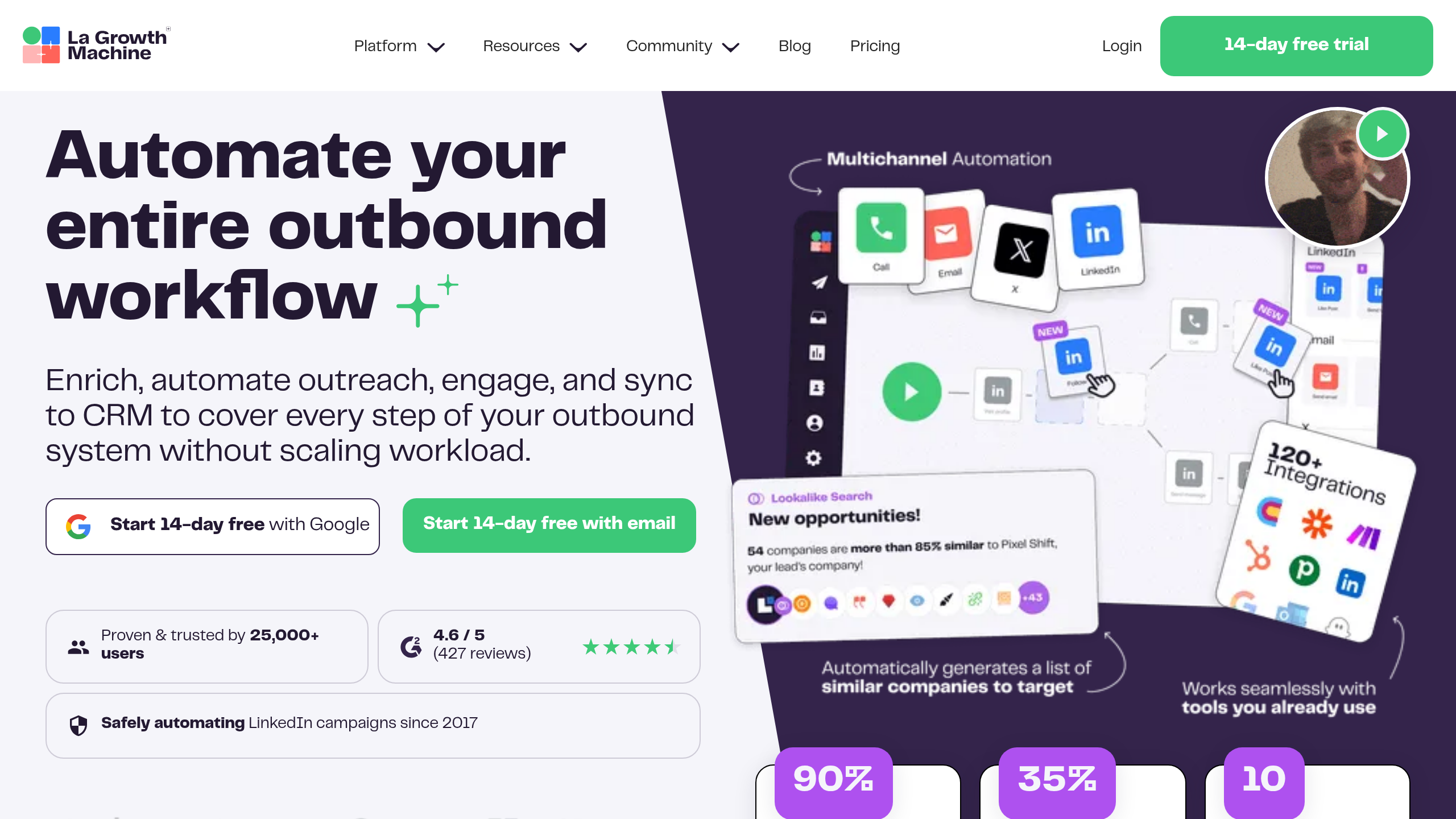 La Growth Machine homepage screenshot