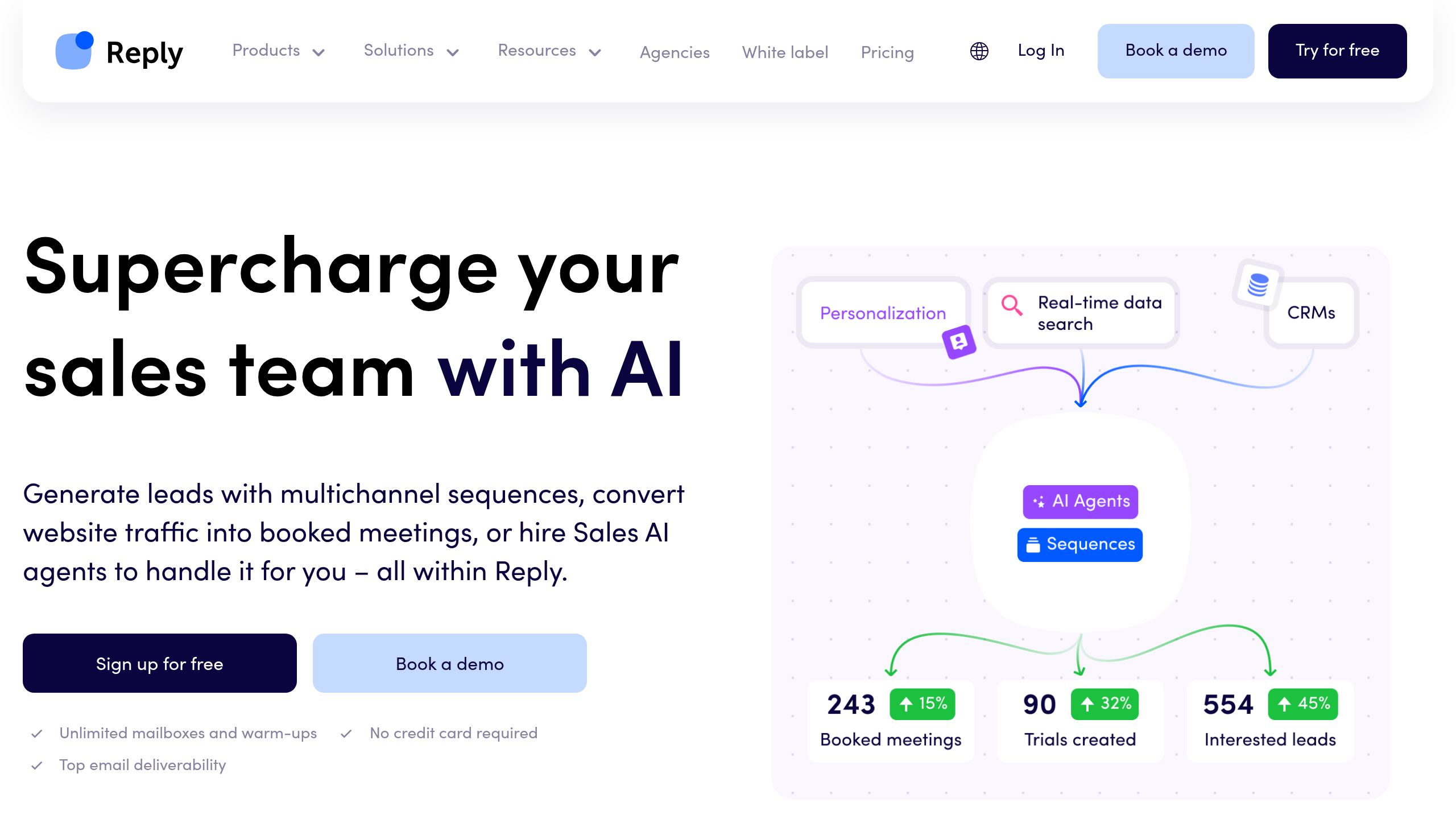 Reply.io homepage screenshot