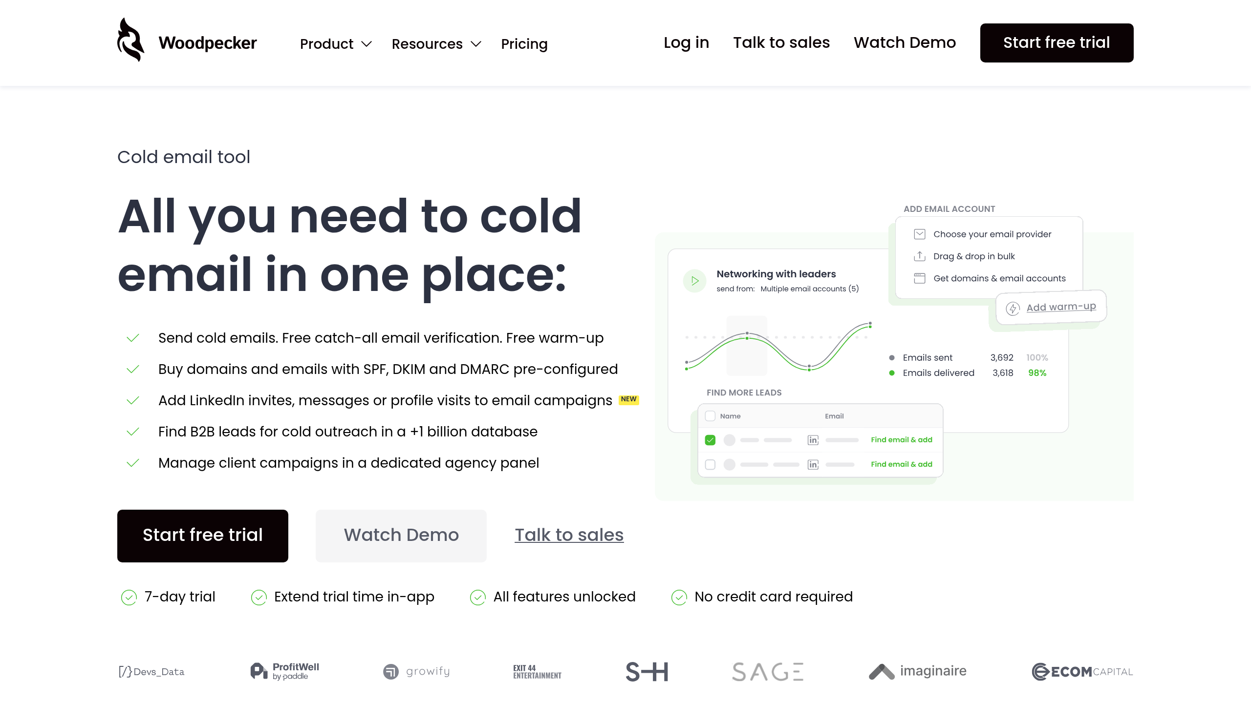 Woodpecker homepage screenshot